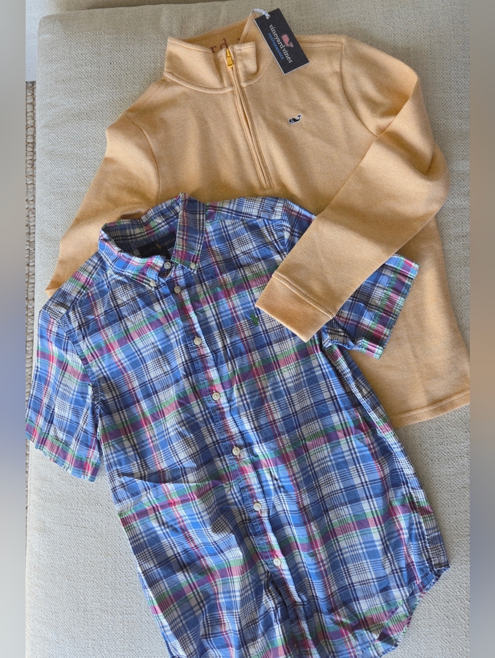 Ralph Lauren button down plaid short sleeve shirt L 14-16 preppy Trendy Spring
